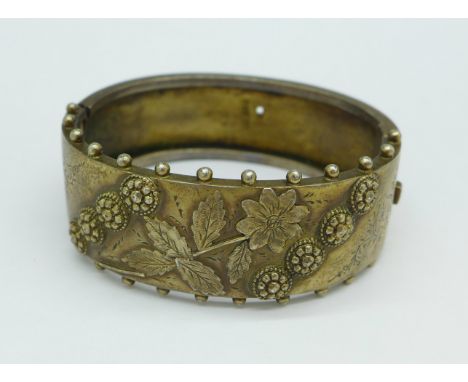 A Victorian silver bangle, small hole to back of bangle