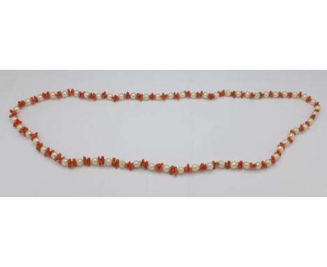 A twig coral and pearl necklace