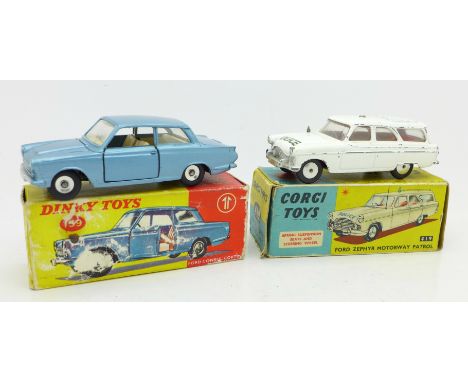 Corgi 419 and Dinky 139 die-cast model vehicles, boxed