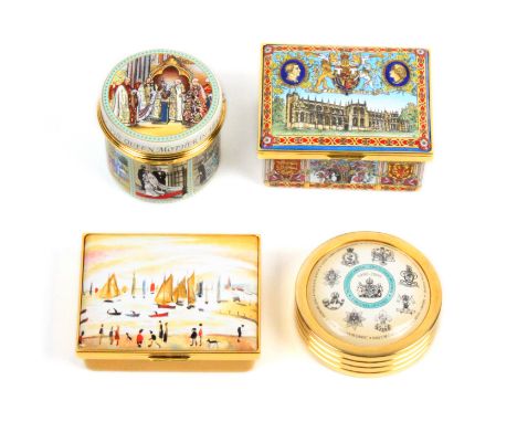 Halcyon Days enamel boxes comprising ïYachts _ by L.S. Lowry After His Watercolour of 1959Í, rectangular, 8.5cm, another ïTo 