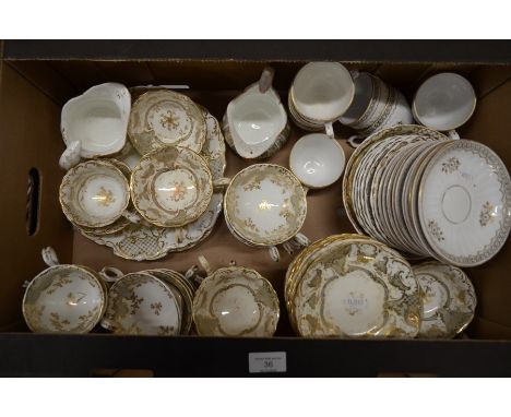 A quantity of Victorian Ridgway style gilt and grey enamel decorated tea wares (box)