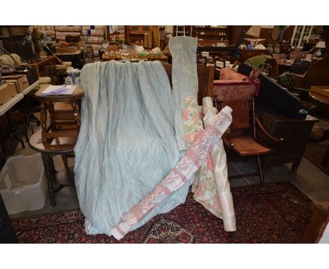 Box of mainly floral vintage fabrics/curtains etc suitable for upcycling as cushion covers etc
