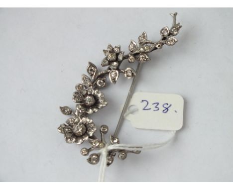A silver and paste flower spray brooch 2 ½ “ long   