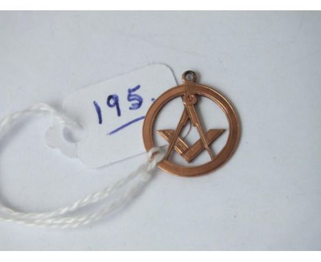 A 9ct masonic pendant with compass and set square   