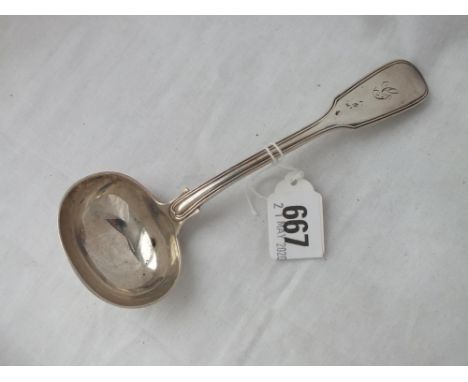 A Victorian fiddle threat pattern sauce ladle 1850 by E.E, 89g   