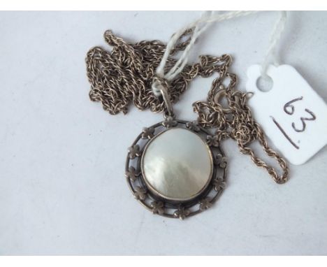 Arts and Crafts silver MOP mounted pendant by J.B.B &amp; Co.  