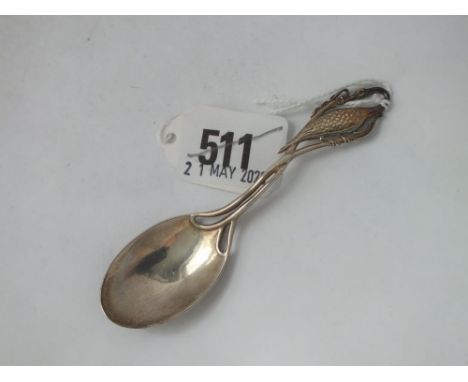 A caddy spoon, the stem decorated with a bird – B’ham 1900 by T.H 