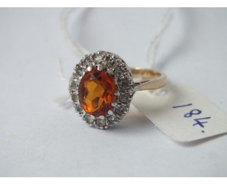 An oval cluster dress ring set in 9ct, 3.3g, size K    