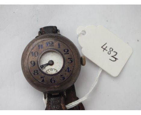 Gents 1920’s silver half hunter wrist watch with Swiss made  movement        