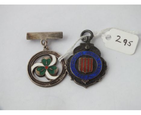 Two silver and enamel medals with Shamrock     