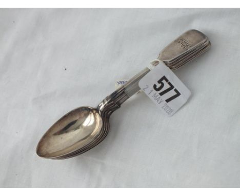 A set of six Exeter silver tea spoons 1879 by J.W, 110g   
