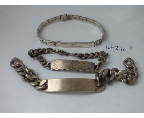 A heavy silver curb link bracelet and two others, 112g   