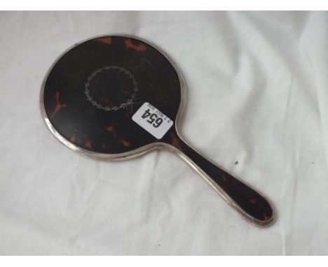 A silver and tortoise shell hand mirror – B’ham     