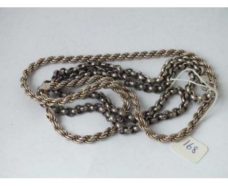 Two heavy silver neck chains, 108g     
