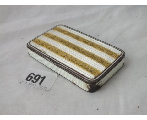 A continental silver gilt and enamel snuff box (chipped) 3 ¼ “ wide 150g  all in        