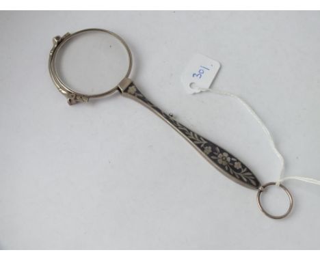 Silver and Niello sprung lorgnette     