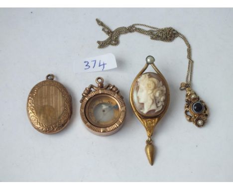 Victorian brooch, cameo, compass fob etc    