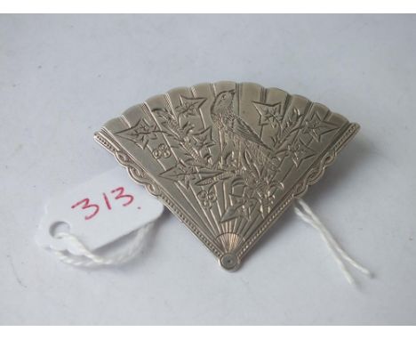 Silver aesthetic fan shaped brooch – by A &amp; L, B’ham 1905  