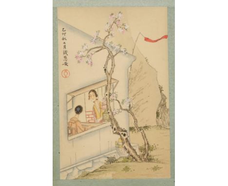 A SET OF TWELVE CHINESE WATERCOLOURS ON PAPER depicting figures in various landscape and river settings, with inscriptions, e