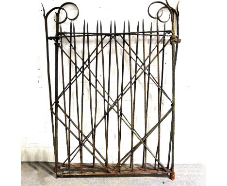 Large pair of Victorian wrought iron gates, approximate dimension of each gate: width 147cm, height 214cm.** Due to their wei