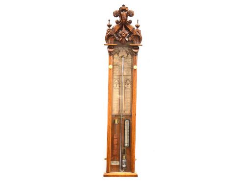 An Admiral Fitzroy barometer supplied by John Dyson of Leeds, with height paper scales and Admiral Fitzroy's observations, br