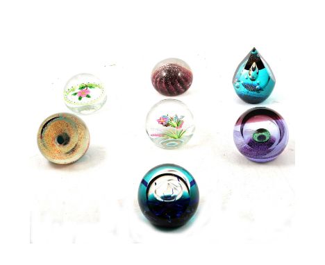 Collection of seven Caithness limited edition paperweights inlcuding:Field Study Butterfly by William Manson, 85/250Camelia b
