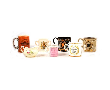 Box of Royal Commemorative bone china, mostly Elizabeth II and her children, including a large Wedgwood Silver Jubilee mug, n