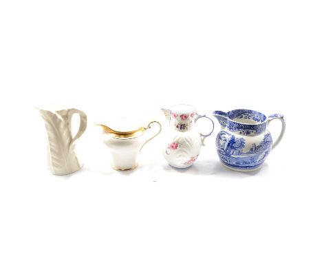 A collection of china and ceramic jugs and other small collectables, including Royal Worcester vase with gilt crane, 10.2cm, 