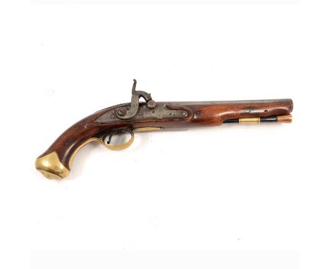 D Egg percussion overcoat pistol, probably converted from flintlock, 23cm barrel with proof marks and stamped D Egg, London, 