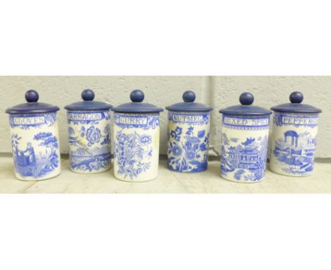 Six Spode Blue Room Collection spice jars 