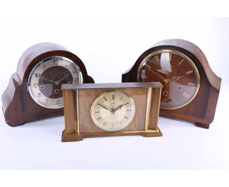 COLLECTION OF MANTEL CLOCKS
and a scientific instrument; together with a leather suitcase