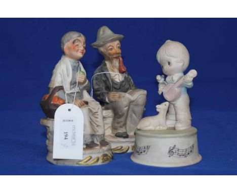 COLLECTION OF BISQUE AND CERAMIC FIGURES AND MUSICAL ORNAMENTS 