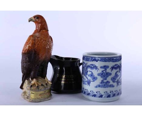 BESWICK EAGLE DECANTER
with a whisky jug, and a blue and white Asian vase