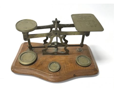 A set of postal scales for letters with three weights, by John Heath, Birmingham.