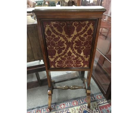 A fall front satinwood firescreen with marble top, approx 114cm x 57cm x 44cm.