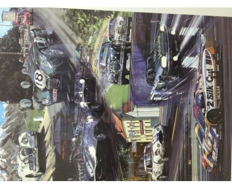 A framed print titled “Jaguar: The Competition Years” by Nicholas A Ward. Measuring approximately 68cm by 62cm.