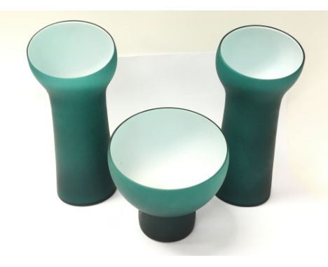 Three Carlo Moretti modern design Murano Italian art glass vases.