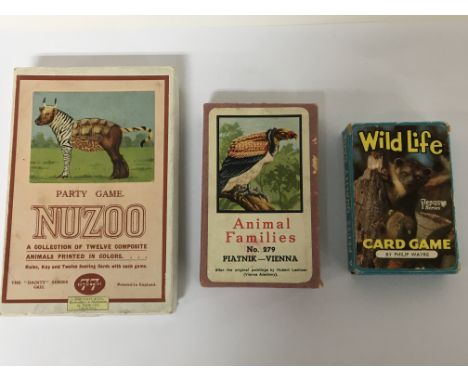 A collection of vintage playing cards Nuzoo party game, wild life card game and Animal Families (3)