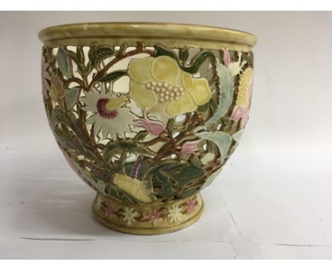 A zsolnay jardiniere decorated with flowers and foliage 22 cm