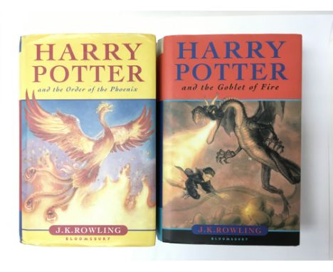 Two first edition copies of Harry Potter novels comprising The Order of the Phoenix and The Goblet of Fire.