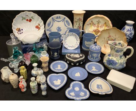 Ceramics and Glass - a Wedgwood Jasperware jar and cover; others, plates, trinkets dishes, mugs, etc; a Swarovski model of a 