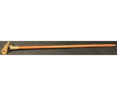A reproduction 'Deusche Reichbahn' walking cane, the pommel as a telescope and compass, 101.5cm long 