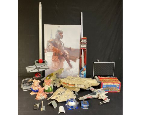 Toys - Star Wars vehicles including Kenner Millennium Falcon, unboxed, others; Warhammer Skeleton Army box containing various
