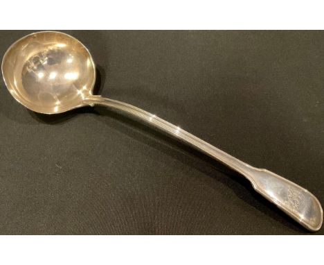 A Victorian silver soup ladle, London 1844, 294g 