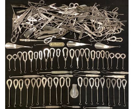 Advertising - a collection of late 19th/early 20th century button hooks, mostly advertising a different company, some shoe ma