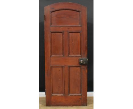 Interior Salvage - a pine arch top door, 206.5cm high, 82.5cm wide, 4cm deep 