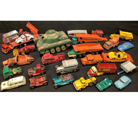 Toys and Juvenalia ? a collection of unboxed playworn diecast models including Politoys, Matchbox, Tri-ang Spot-On, Lesney et