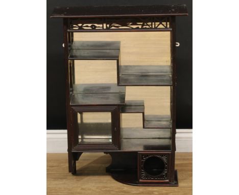 A Chinese wall-hanging open shelf display cabinet, 77cm high, 55.5cm wide, 18cm deep 