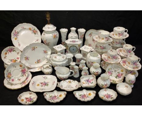 A Royal Crown Derby Posies pattern part tea and coffee service comprising teapot, dessert plates, coffee cans and saucers, te