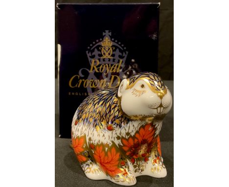 A Royal Crown Derby Brown Riverbank Beaver paperweight, gold stopper, first quality, boxed, Limited Edition No.4738 of 5,000 